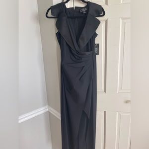 NWT Black Tuxedo Style Formal Dress. Size 12 Petite.